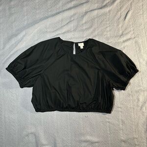 a new day Black Puff Sleeve Crop Top